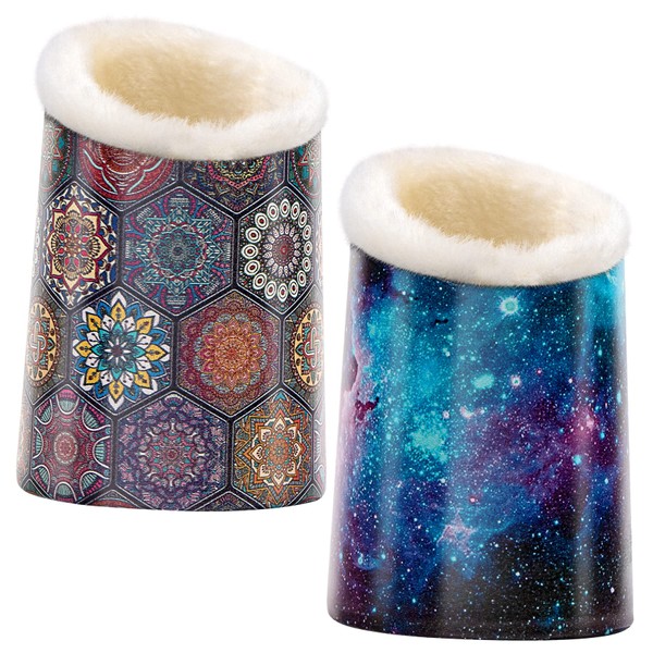 BVYA 2 PCS A Set, PU Leather Plush Fluffy Makeup