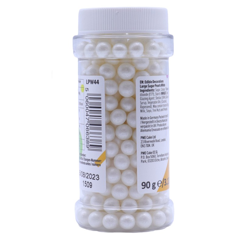 PME Large Sugar Pearls White 90 g