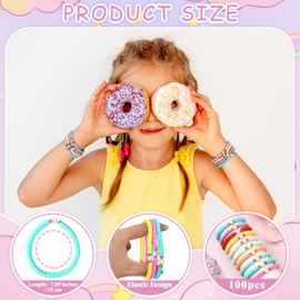 Equsion 100 Pcs Preppy Heishi Surfer Bracelets Set Colorful Happy Smile Beaded Stretch Bracelets Clay Bracelets for Women