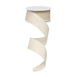 Solid Canvas Wired Edge Ribbon, 10 Yards (Cream, 1.5 Inches)