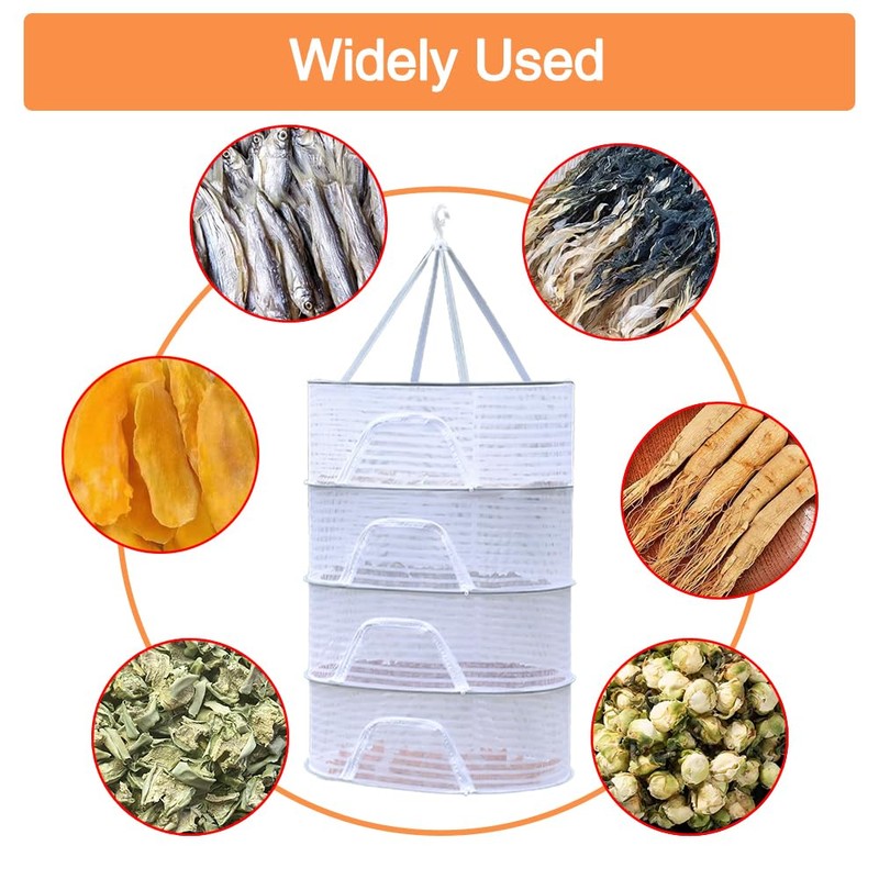 Cudeyrey Herb Drying Net, 4-Layer Hanging Drying Net, Mesh Drying