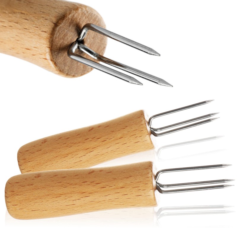 com-four® 8 x Corn Forks with 3 Stainless Steel Tines,