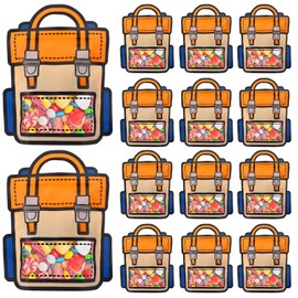 EONSUI 30PCS Plastic Gift Bags with Handles, Cartoon Backpack Bags for Party, Wedding, Birthday, Baby Shower, Bulk Goodie Bags for Candy, Party Favors, Snacks (Orange, Large)