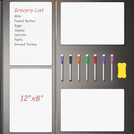 Formiden Magnetic Dry Erase Board for Fridge (Pack of 4) – 12"x8" Magnetic White Board Set with 7 Markers & Eraser - Magnetic Whiteboard for Refrigerators Home Kitchen Organizer and Planner