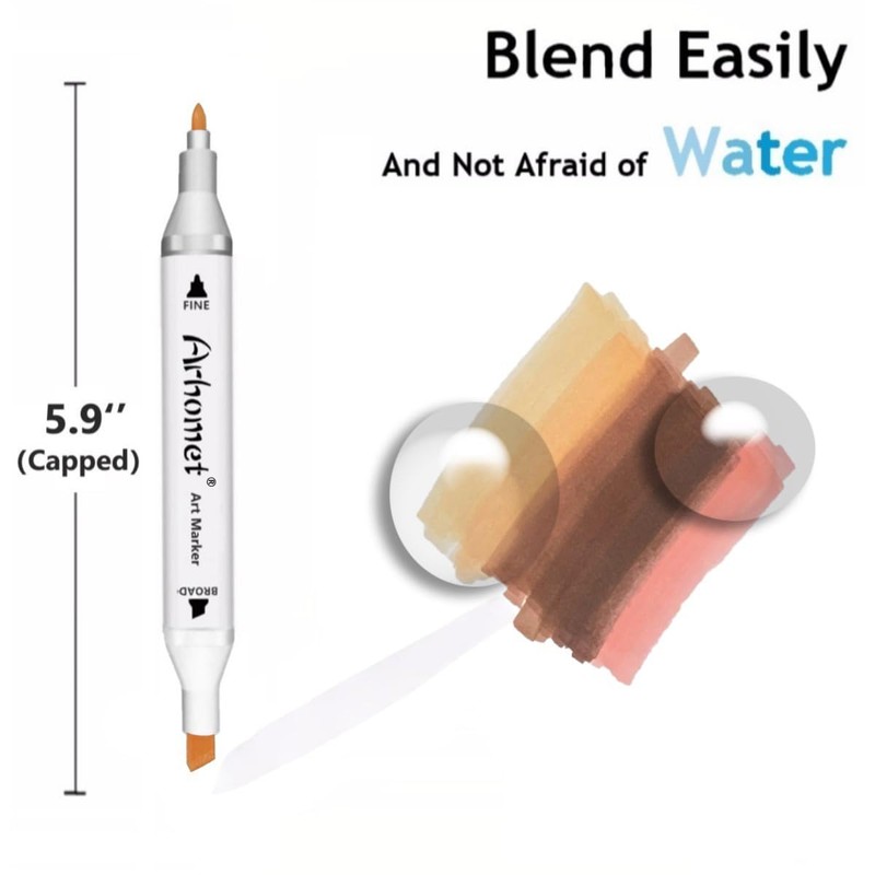 6pcs Skin Tone Alcohol Markers,Dual Double Tips Art Markers Drawing