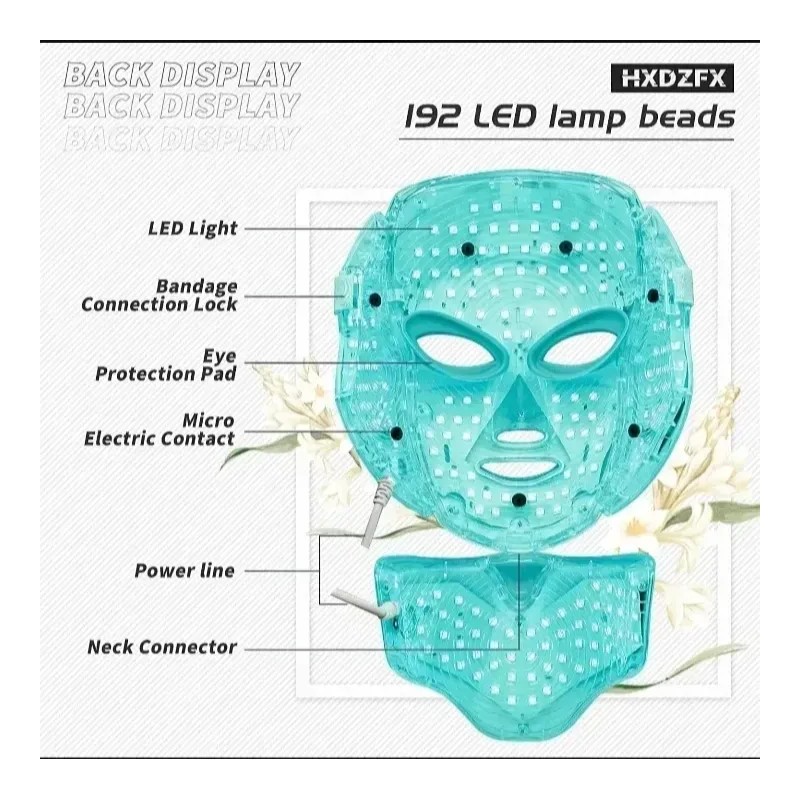 Hxdzfx Máscara Facial De Luz Led 7 Colores Y Funciones
