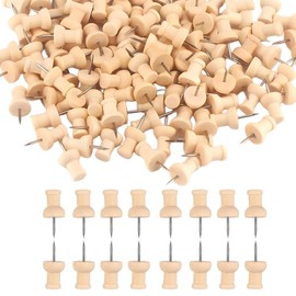 Pack of 50 Wooden Push Pins Push Pins Wooden Head Pin Board Pins with Storage Box Thumb Pins for Bulletin Board Cork Board World Map Office School Home