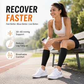 30–40 mmHg Calf Compression Sleeves for Men & Women – Footless Leg Support for Work, Travel & Sports