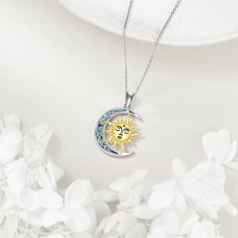 ONEFINITY Sun and Moon Necklace 925 Sterling Silver Moon Pendant