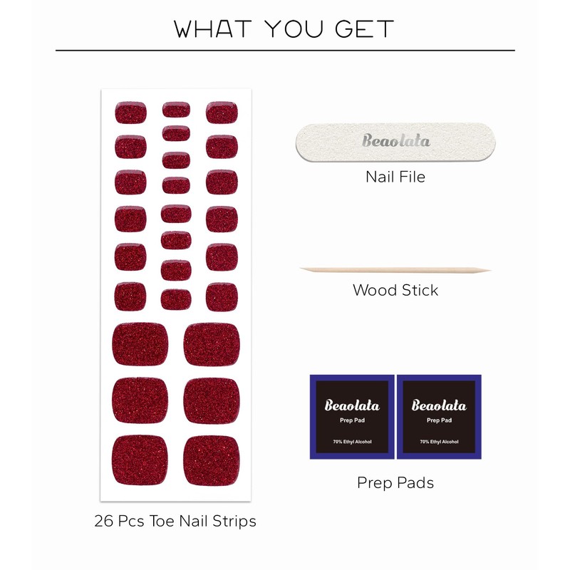 Beaolata Semi Cured Gel Nail Strips - 26 PCS Salon