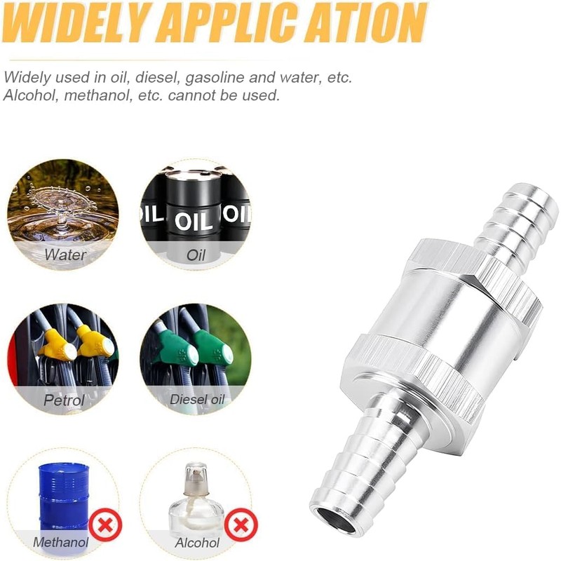 DAVRPES 6mm 1/4" Fuel Check Valve One Way Inline Non