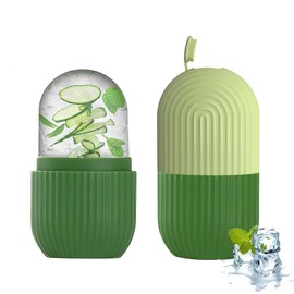 Molpafe Upgraded Facial Ice Roller for Self Skin Care of all Types, Cold Face Ice Roller Facial Massager for Shrink Pores Anti Wrinkle Reduce Puffiness Improve Skin Elasticity, Striped (Green)