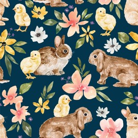 Meihodan Bunny Chick Peel and Stick Wallpaper Animal Rabbit Floral Self Adhesive Wallpaper Removable Contact Paper for Home Wall Decor 17.7in x 9.8ft