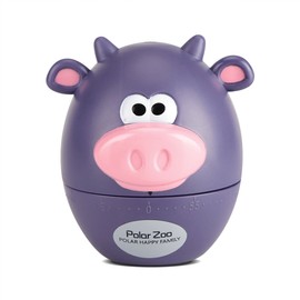 Cute Cartoon Kitchen Timer Mini Animal Timer Countdown Cooking Supplies 55-Minute Mechanical(Purple Cattle)