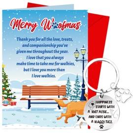 DPKOW Dog Christmas Card Keyring Gifts, Funny Christmas Card from the Dog, Xmas Christmas Card with Envelope, Dog Mum Dad Gifts Xmas Christmas Keyring Dogs Paws, Christmas Birthday Gifts Doggie Pup