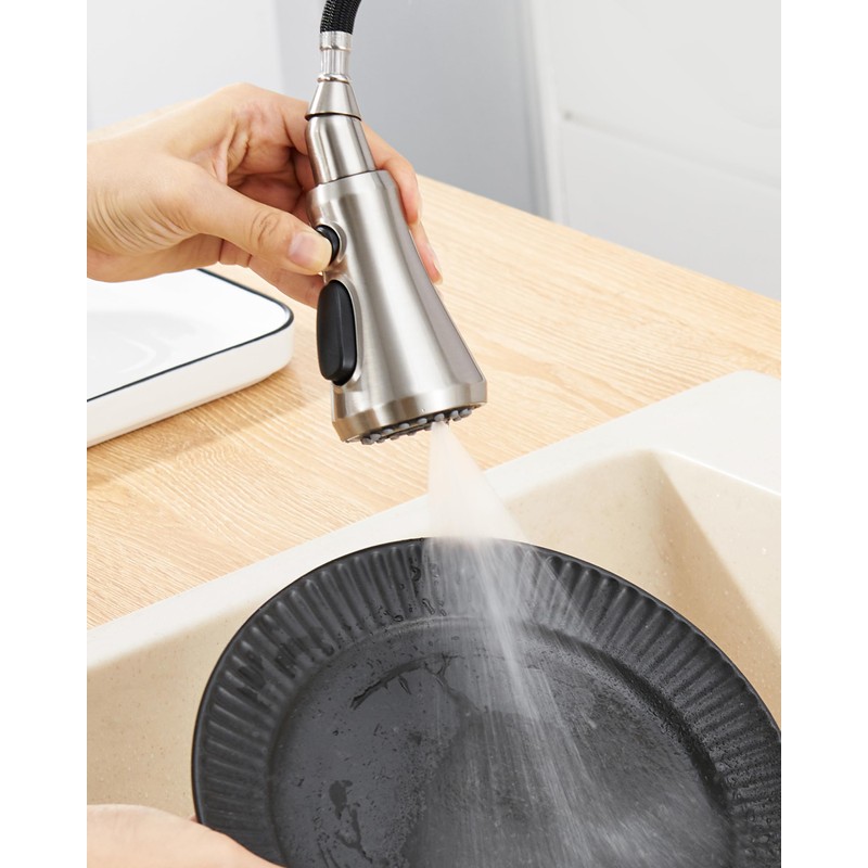 HEISOK Kitchen Faucet Head Replacement, 3-Function Pull Down Faucet Spray