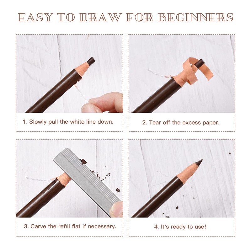 LSxia Waterproof Eye-Brows Pen-cil Set, Pull Cord Peel-off Eyebrow Pencil