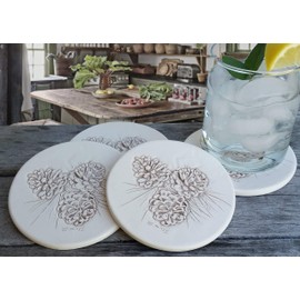 Pinecones Absorbent Drink Coasters (set of 4) - Made in USA