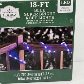 Holiday Time - 18 Ft Blue Super Bright LED Rope Lights Christmas