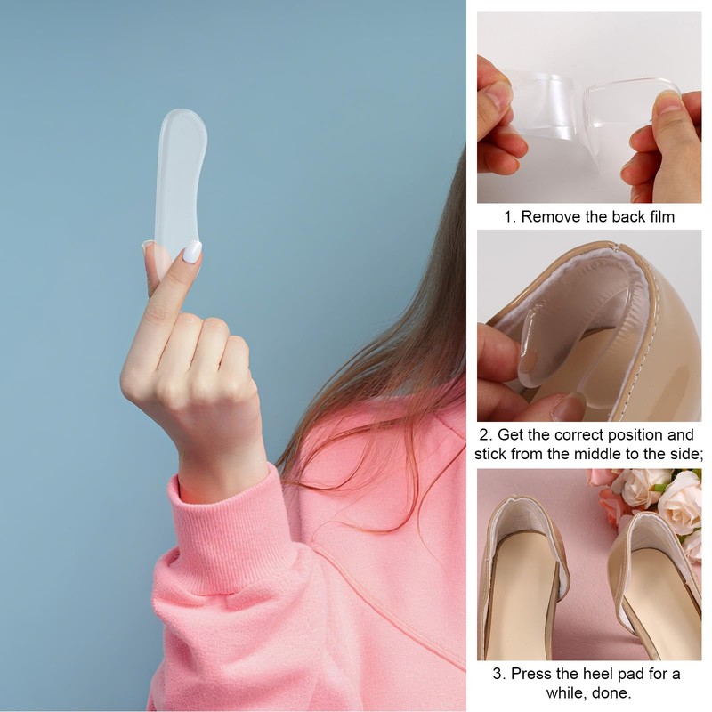 6 Pairs Sandal Strap Cushion Strips, Transparent Self-Adhesive Heel Liners