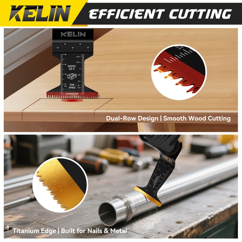 KELIN 118 PCS Multitool Blade Kits Cutting and Sandpaper Oscillating
