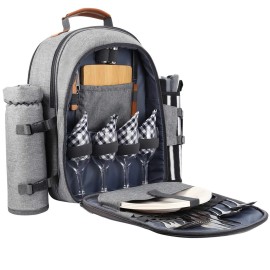 Sunflora Picnic Backpack for 4 Person with Blanket Picnic Basket Set for 2 wi...