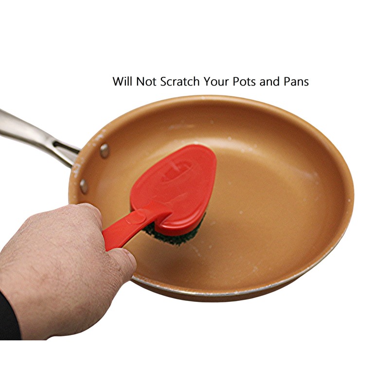 2-Pack Scouring Pad with Handle – Non-Scratch Scrubber for Kitchen,
