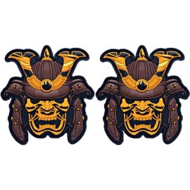 Samurai Mask Warrior PVC RUBBER MORALE PATCH  | 2PC HOOK BACKING  3"x2.75"