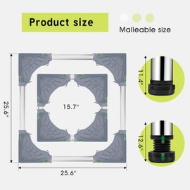 Ailahloe Mini Fridge Stand with 4 storage Feet (11.4"-12.6" High), Adjustable Base Tray Anti-Vibration for Mini Refrigerator Stand Washing Machine Stand Pedestal Dryer, Max Load 340LBS (Gray)