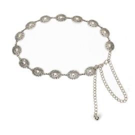 ILuvatar metal belt for women Antique Silver chain Western Women's Belt punk belt 47" F11