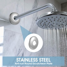 4 Pcs Stainless Steel Shower Arm Flange, Round Escutcheon Plate Cover (2.4" OD, 0.8" ID), Bathtub Faucet Cover, Replacement Silver Tube Parts for Bathroom, Shower Head and Faucet, Fits Most Brands​