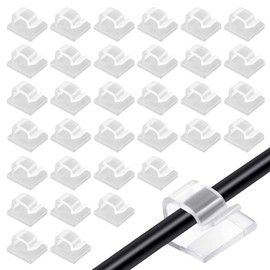 Lasocy Cable Clips, 50 Pack Transparent Cord Clips, Cable Holder, Cord Holders, Cable Storage, Wire Hiding, Strong Adhesion, Cord Hooks
