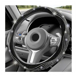 Car Steering Wheel Cover Women,Car Decor Bling Steering Wheel Cover with Ripple Rhinestone Design,Universal Cars Wheels Covers Cars Interior Accessories for 14.17-14.96 Inch