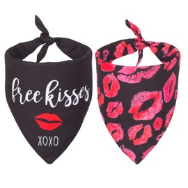 Valentine's Day Dog Bandana Reversible Triangle Dog Scarf Pet Bandana for Dogs Cats Pets 2 Pack (Pink&Red)
