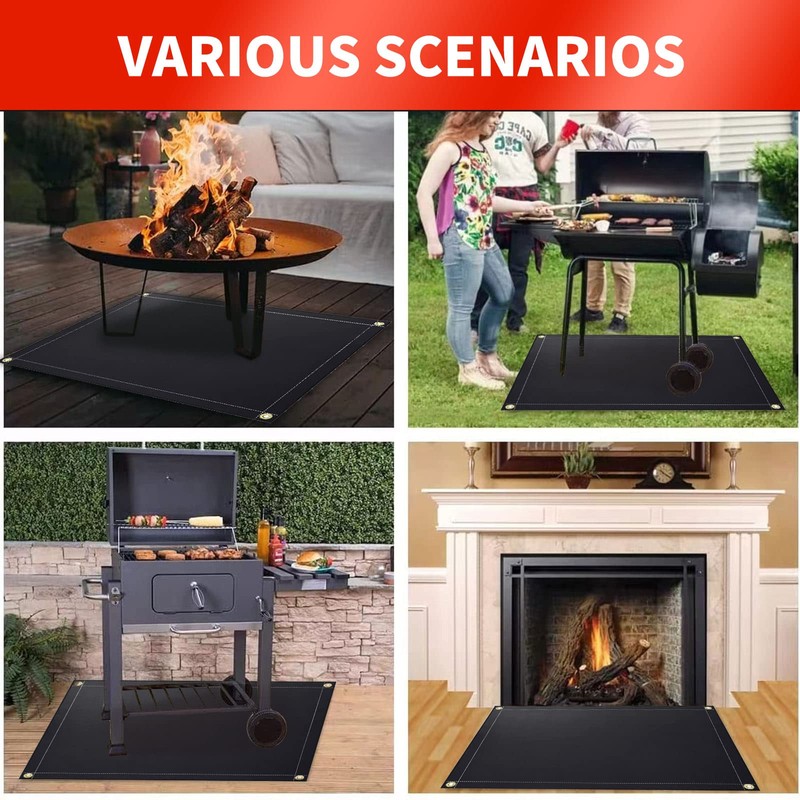 PfiHom 122 × 92 CM Fire Pit Mat, Double-Sided Fireproof