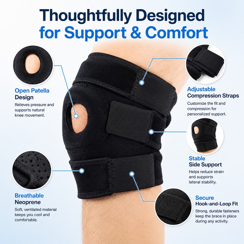 Adjustable Knee Brace for Sports Support – Patella Stabilizer Kneepad