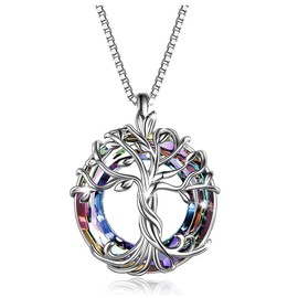MŚ 1997 MENNICA ŚWIDNICKA Aesthetic Necklace Women's Tree of Life Silver 925 – Austrian Zircons – Unique Gifts for Women with Attractive Design Colour, Sterling Silver, Cubic Zirconia