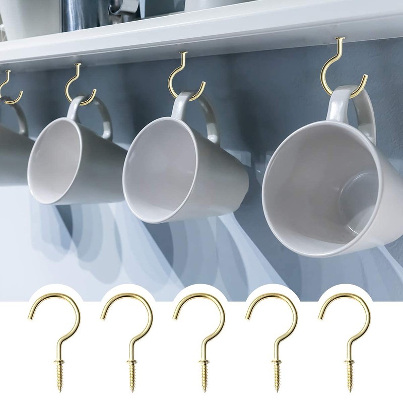 Wiwaplex 10 Pack Ceiling Hooks, 2 Inch Metal Screw Hooks,