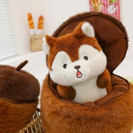 champracer Squirrel in One Nut Plush Toy Squirrel Plush Toy Squirrel Plush Doll Squirrel Cuddly Toy for Children Boys Girls (30 cm)