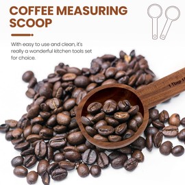 Wooden Coffee Spoon in Walnut, Measuring for Coffee Beans, Ground Beans or Tea, Home Kitchen Accessories, Coffee Scoop for Ground Coffee (Black Walnut)-1 Tablespoon,15ml