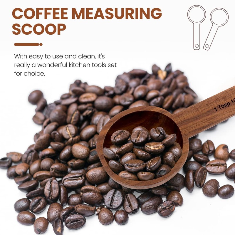 Wooden Coffee Spoon in Walnut, Measuring for Coffee Beans, Ground