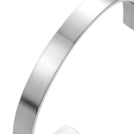COOLSTEELANDBEYOND 18CM Stainless Steel Cuff Bangle Bracelet for Men for Women Minimalist Silver Color Satin(CA)