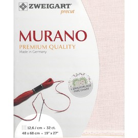 Zweigart MURANO Precut 32 ct. 3984 Colour 4115 Pale Pink Handmade Fabric for Embroidery 48 x 68 cm