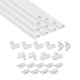 D-Line D-Line 157in Cord Cover Kit, Self-Adhesive Wire Hiders, Paintable Cable Raceway to Hide Wires on Wall, Electrical Cable Management - 10x 15.7 Lengths & 19 Accessories - 1.18" (W) x 0.59" (H) - White