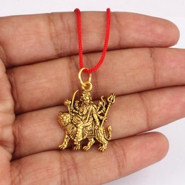 Rudra Empire Maa Durga Devi Religious Goddess Pendant for Men Women, Free Size, Brass, No Gemstone