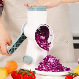 Dachenus Cheese Grater Rotary Cheese Grater,Versatile Cheese Shredder,Blades for Shredding, Grating, Slicing,Cheese Shredder with Suction Base and Cleaning Brush Kitchen Gift (white)