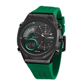 TEARTRACE Men's Watch Analog-Digital Chronograph Waterproof Sport Watch Calendar Date Luminous Alarm Casual Work Hiking Running Wrist Watch with Second Hand and Silicone Strap