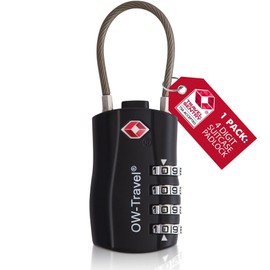 OW-Travel Cable Lock 4 Digit Combination Lock Suitcase Lock Padlock Luggage Lock Security Lock TSA Lock Cable USA Lock Combination Code for Travel Suitcase Locker Backpack Luggage: 1 Black