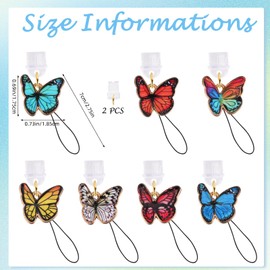 HUAAPLEGO 7Pcs Dust Plug Charm with Alloy Butterfly Pendant Type-C USB Port Anti Dust Plugs Cute Phone Charms for Most Type-C Cell Phones