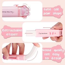 4 Gomas de Borrar con Forma de Pata de Gato Diseño de Empuje Gomas de Borrar Retráctiles Gomas de Borrar Estéticas Pastel Goma de Borrar Kawaii Para Niños Estudiantes Escuela Oficina Papelería（color）